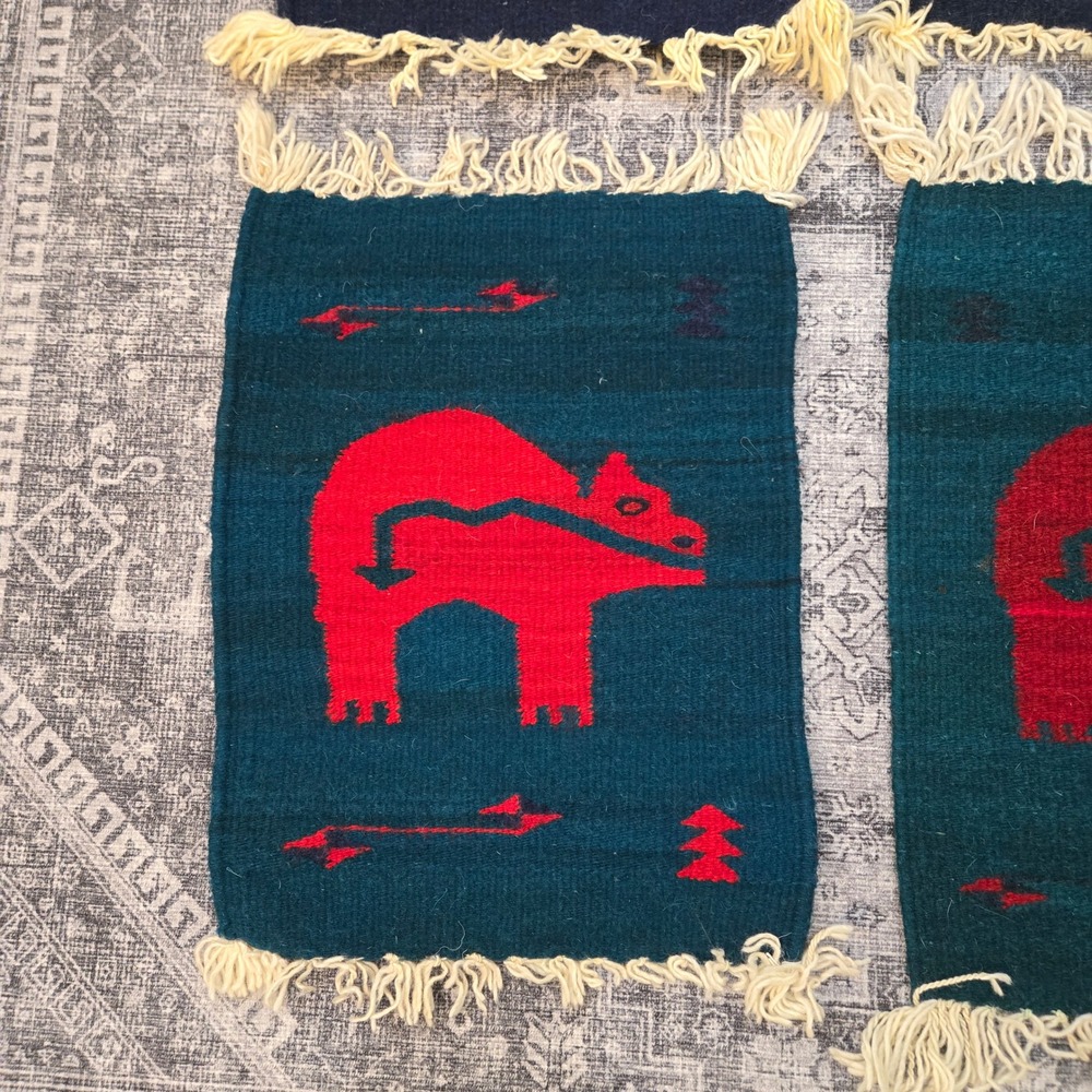 Vintage Zapotec Wool Rug | Handwoven Oaxaca Mexico | Animal Pictorial Decor